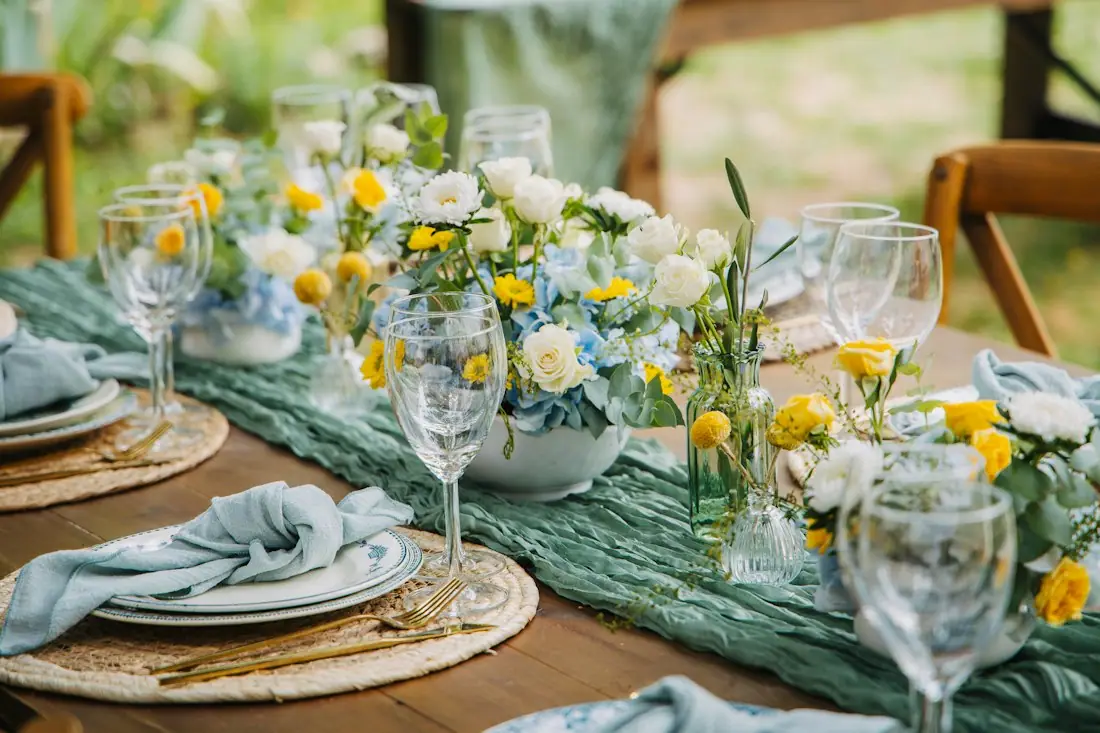 An event table with flowers